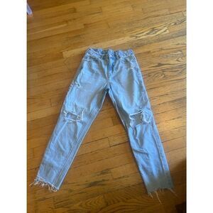 American Eagle Outfitters Light Blue Distressed Slim Straight Jeans